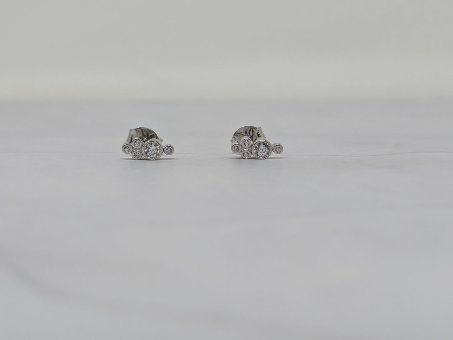 Silver Bezel Bubble Studs