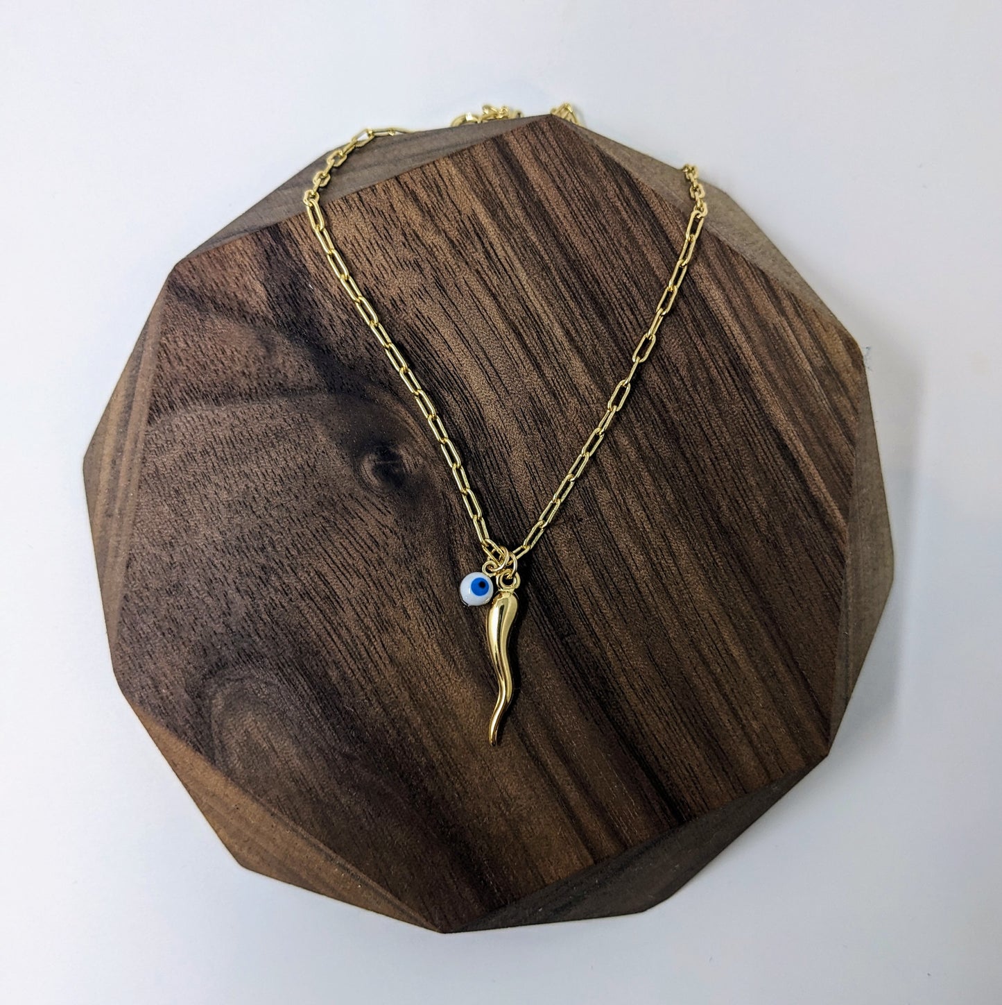 Evil Eye & Italian Horn Necklace (Multiple sizes available)