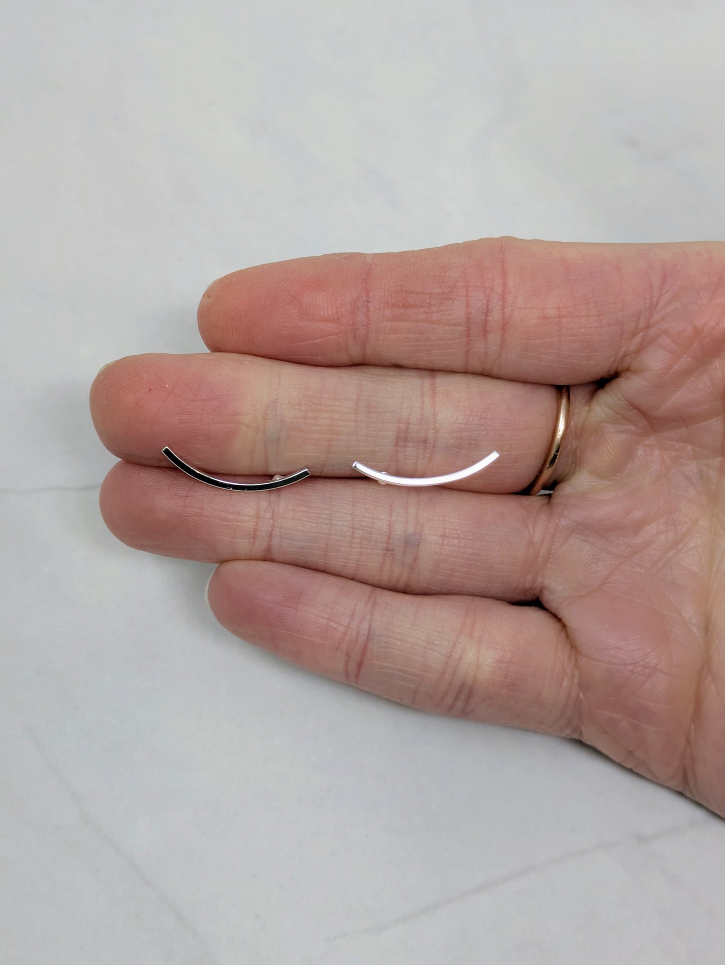 Sterling Silver Curved Bar Studs