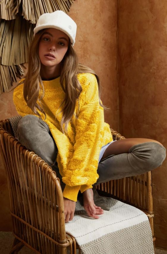 Sunny Textured Daisy Sweater
