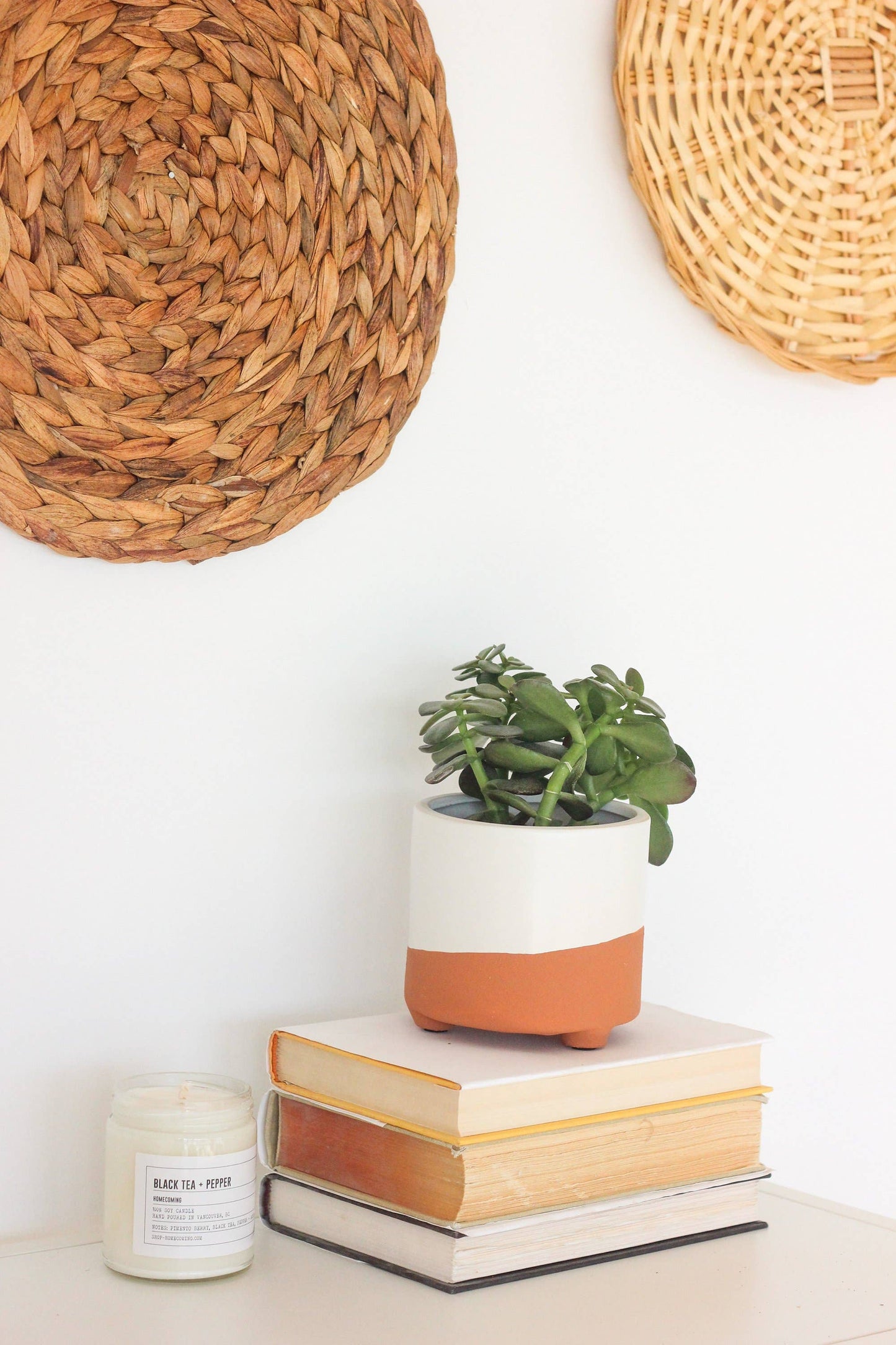 Terracotta and Matte White Minimal Planter