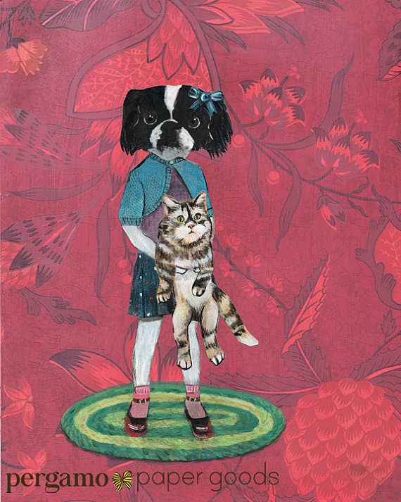 Dog Holding Cat 8X10 Art Print