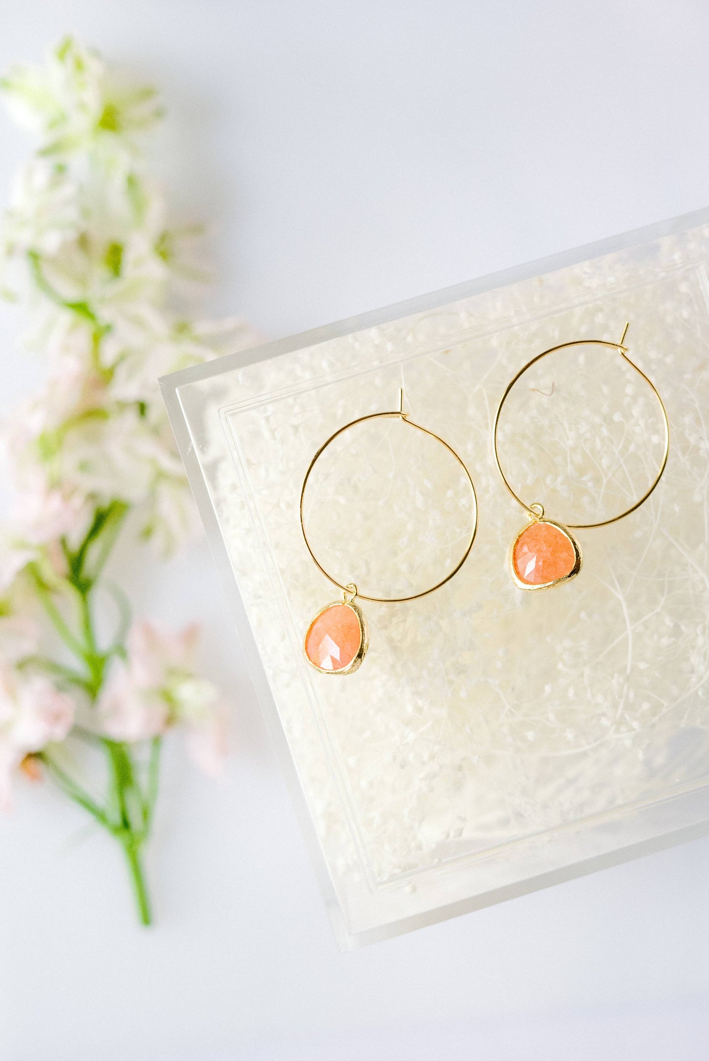 Gemstone Hoops Earrings (Assorted colors)