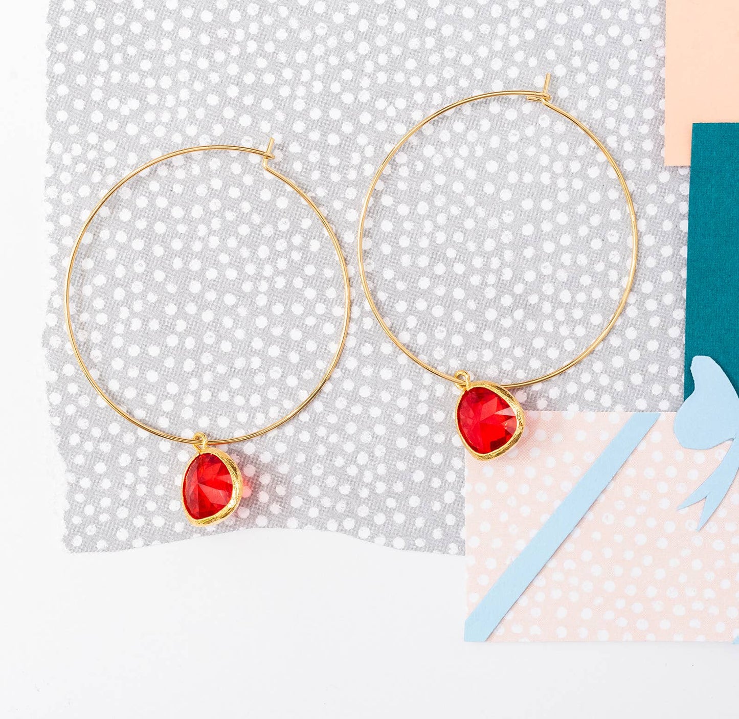 Large Bezel Hoop Earrings (Assorted colors)