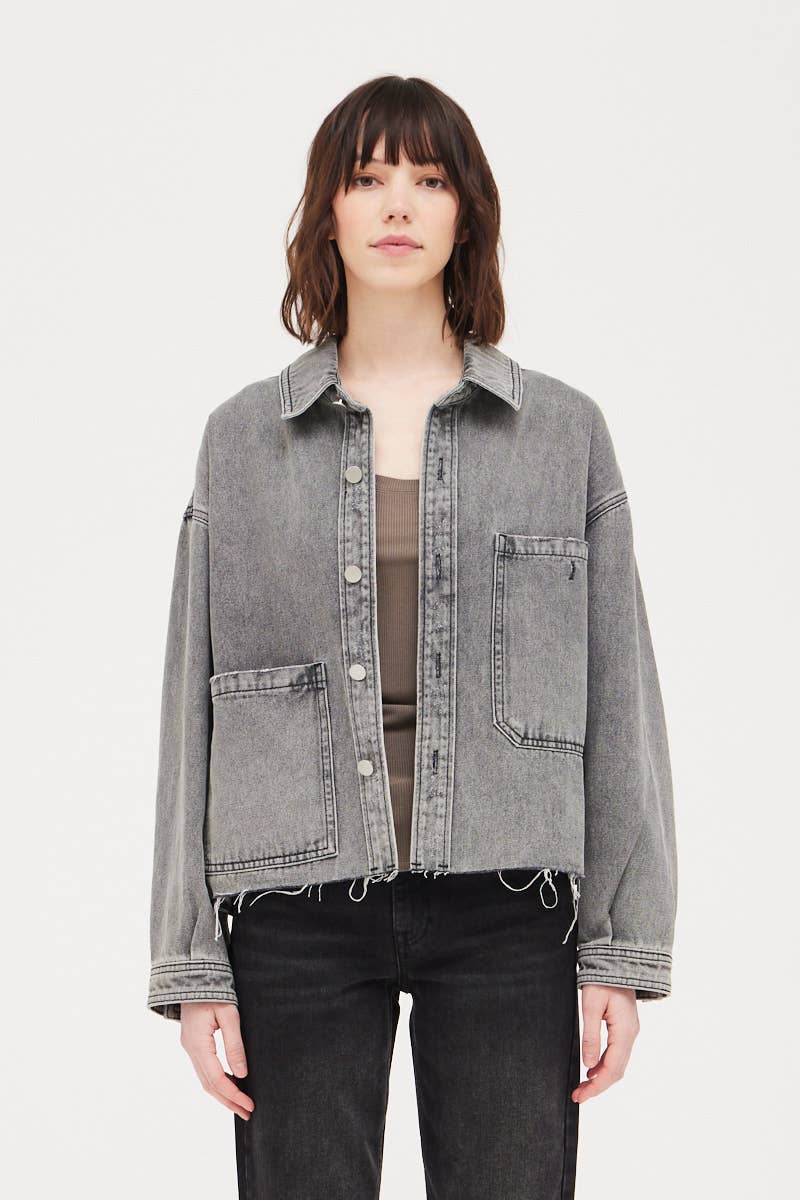 Black Asymmetrical Pocket Denim Jacket