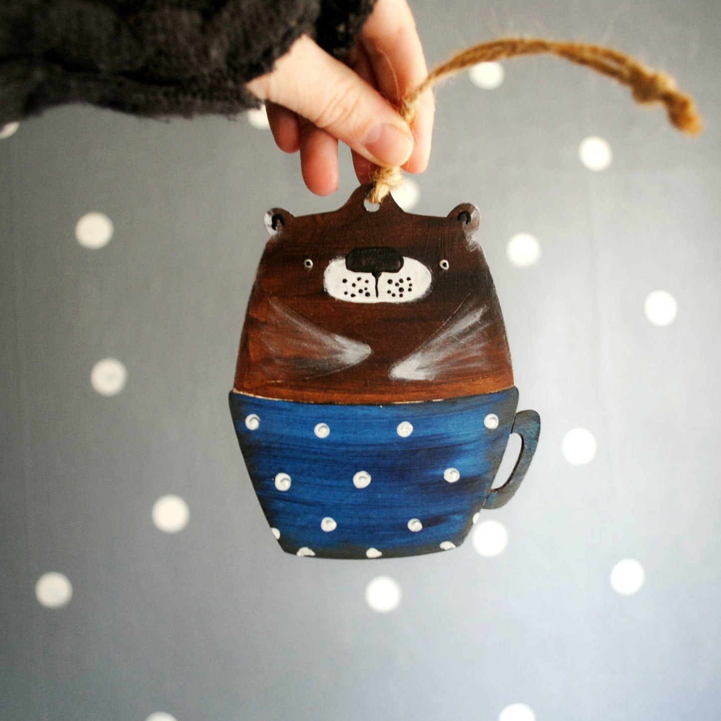 Cozy Bear Wooden Ornament