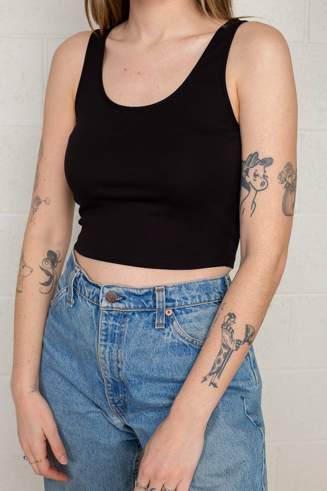 Black Cropped Basic Tank
