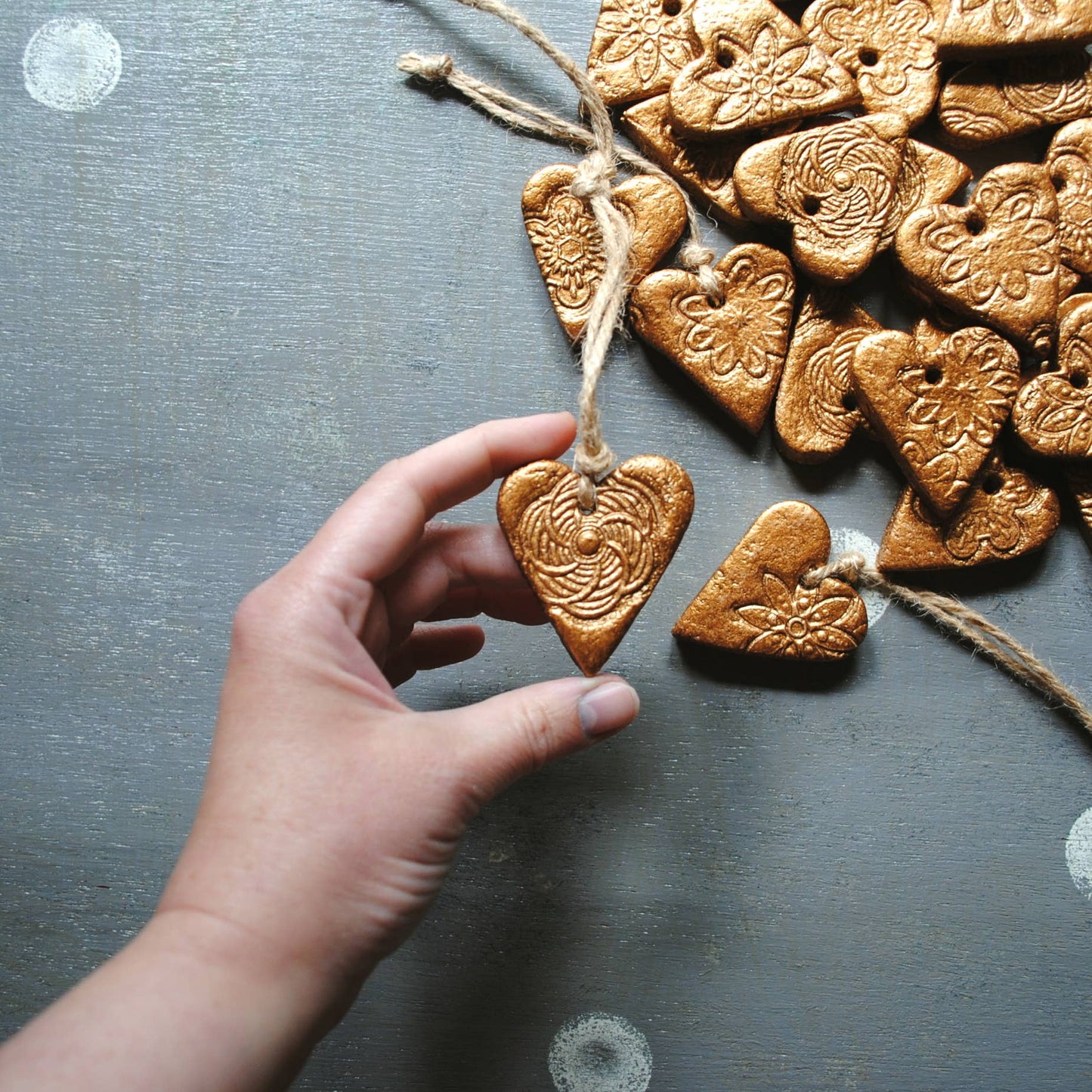 Golden Heart Christmas Ornaments