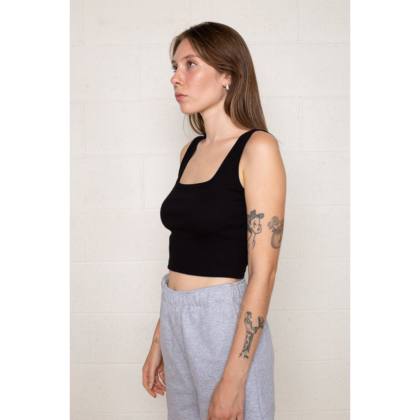 Black Square Neck Crop Tank