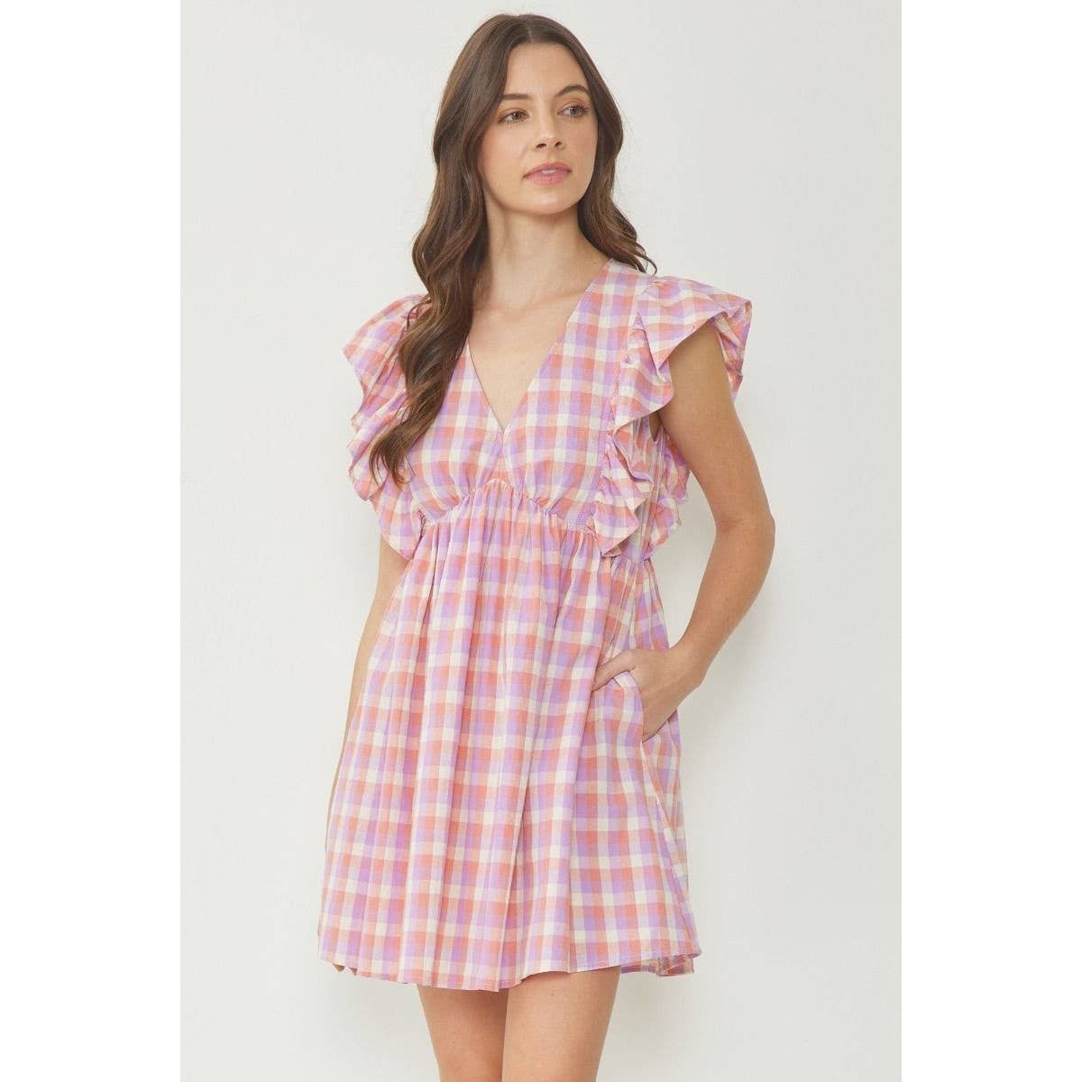 Pink Gingham Mini Dress