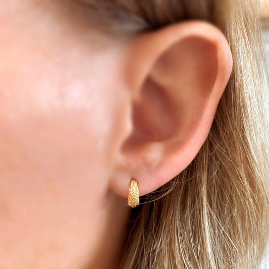 Gold Filled Tiny Textured Clicker Hoop Earrings