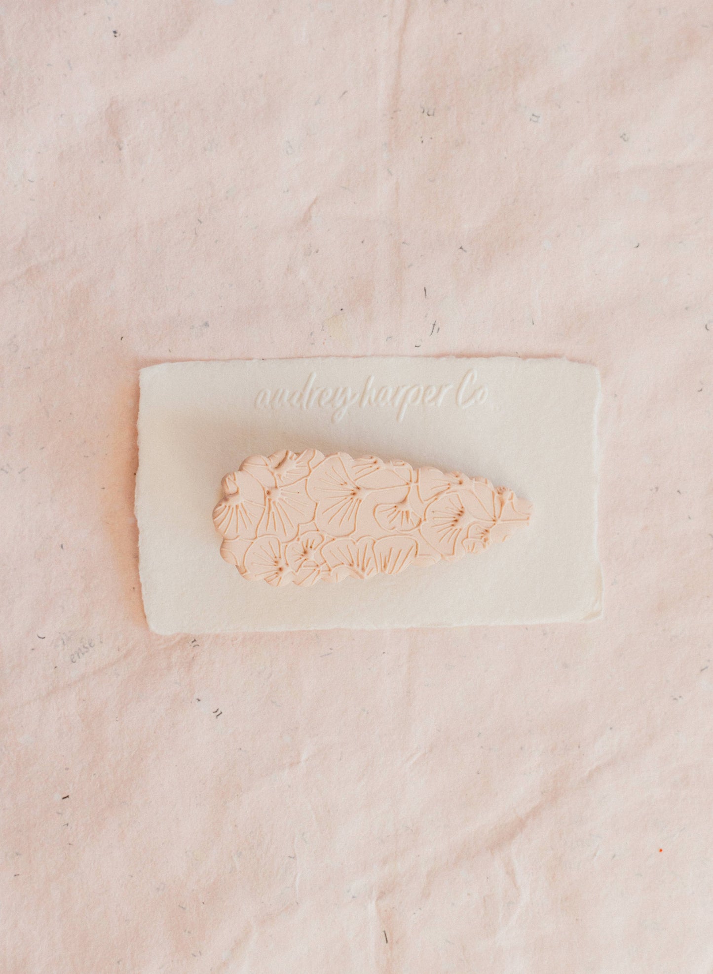 Light pink scallop clay barrette/ hair clip