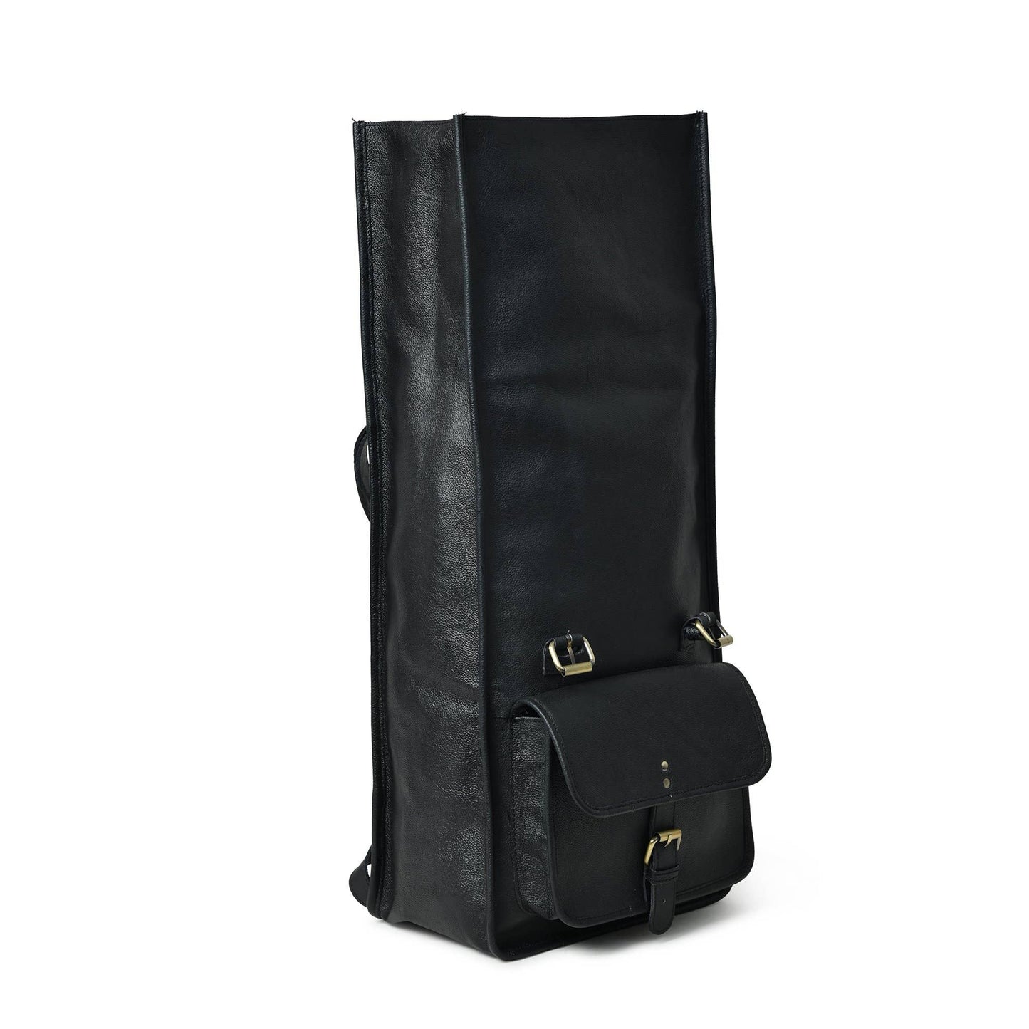 Black Leather Rolltop Backpack