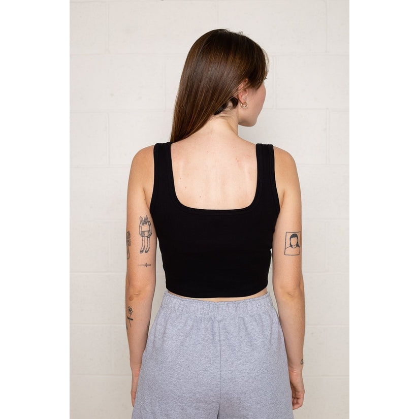 Black Square Neck Crop Tank