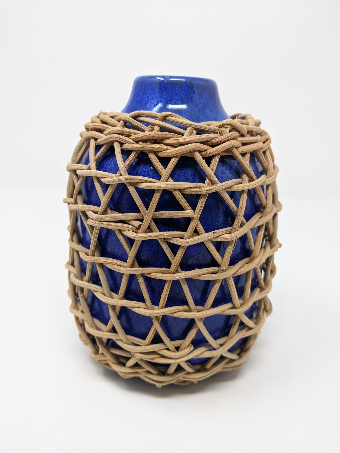 Indigo Rattan Vase