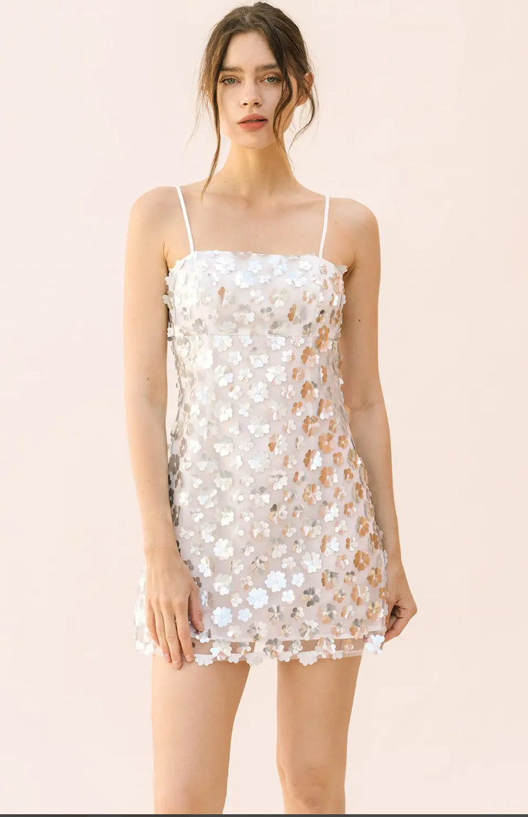Metallic 3D Daisy Dress