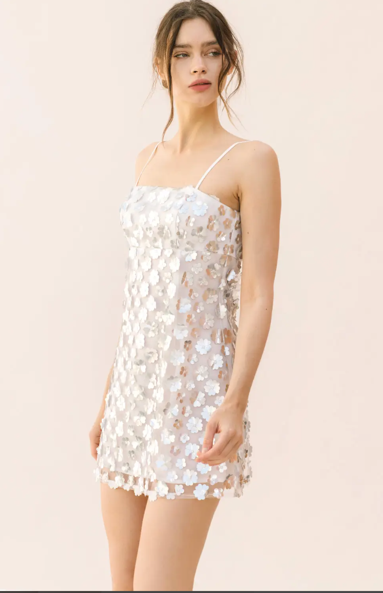 Metallic 3D Daisy Dress
