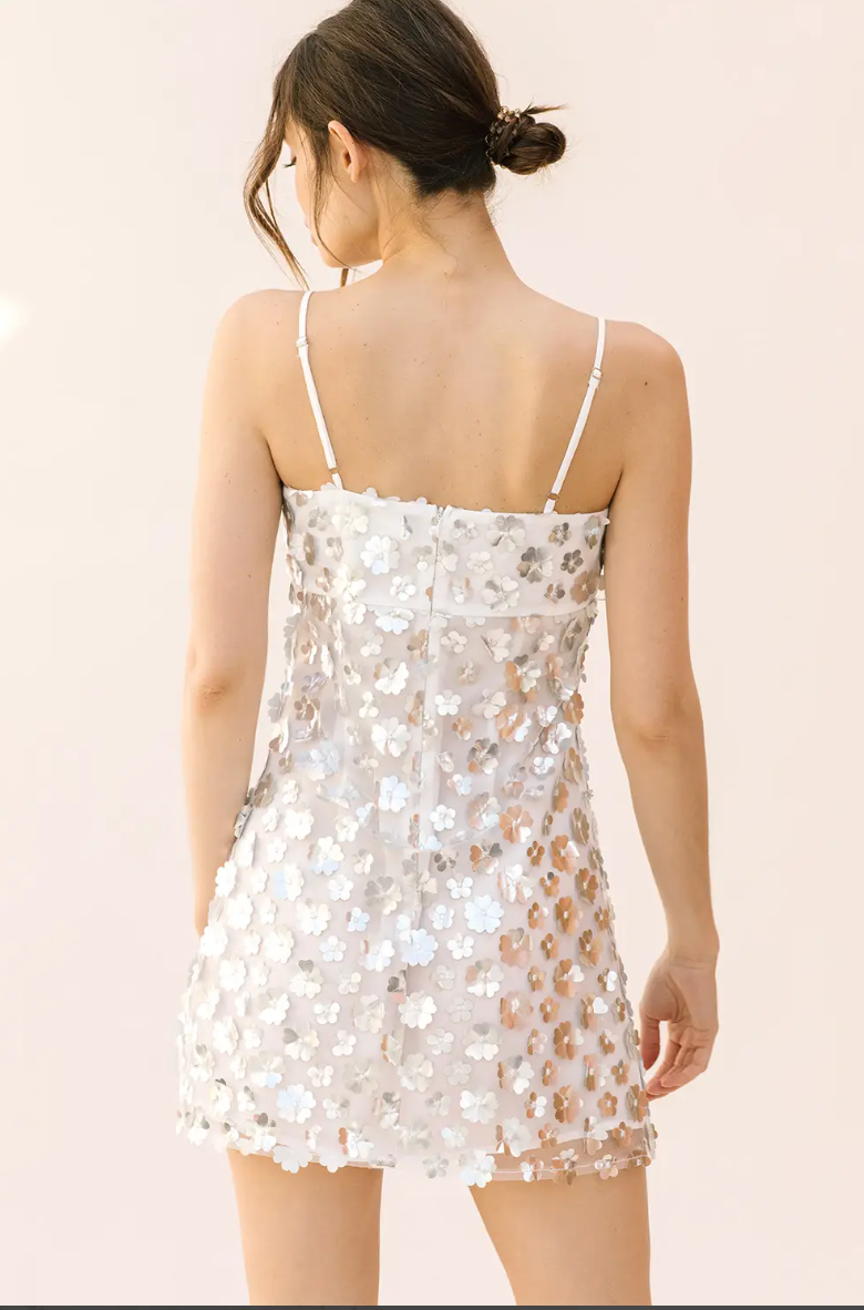 Metallic 3D Daisy Dress