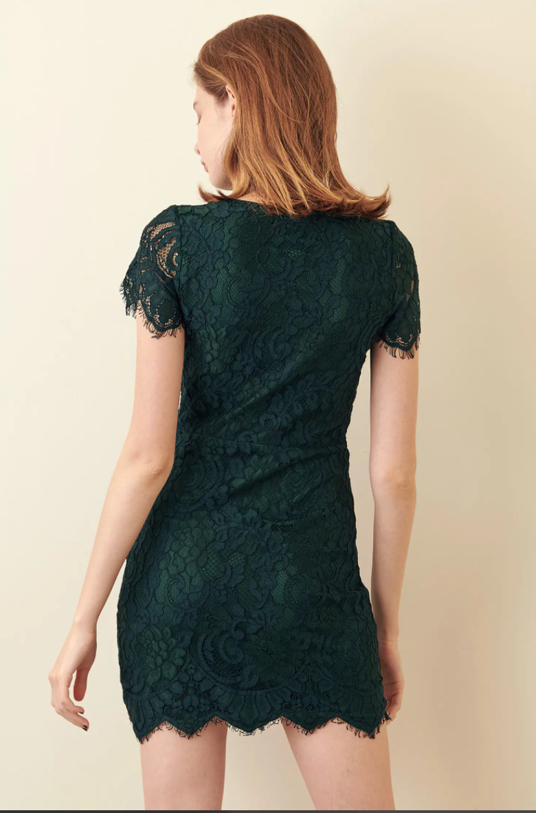 Emerald Lace Cutout Dress
