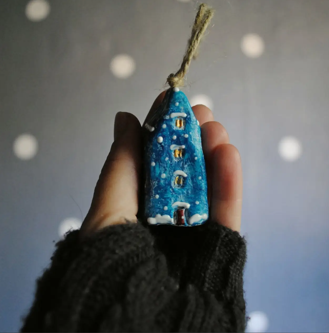 Winter Snow Miniature House Ornament