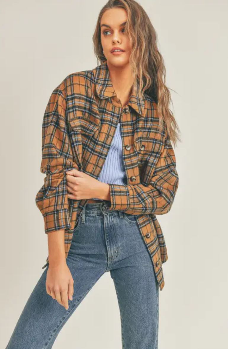 Burnt Orange Plaid Flannel Shacket