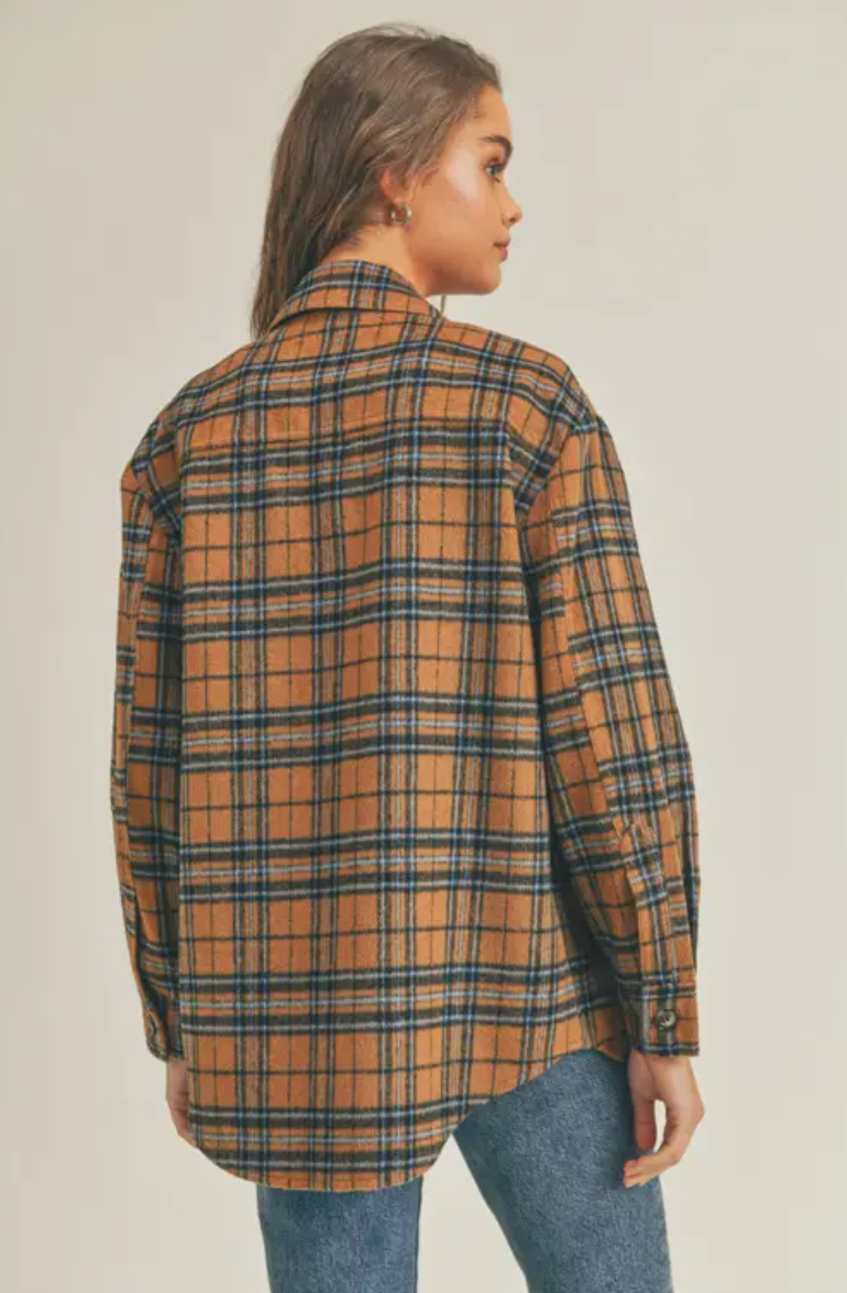 Burnt Orange Plaid Flannel Shacket