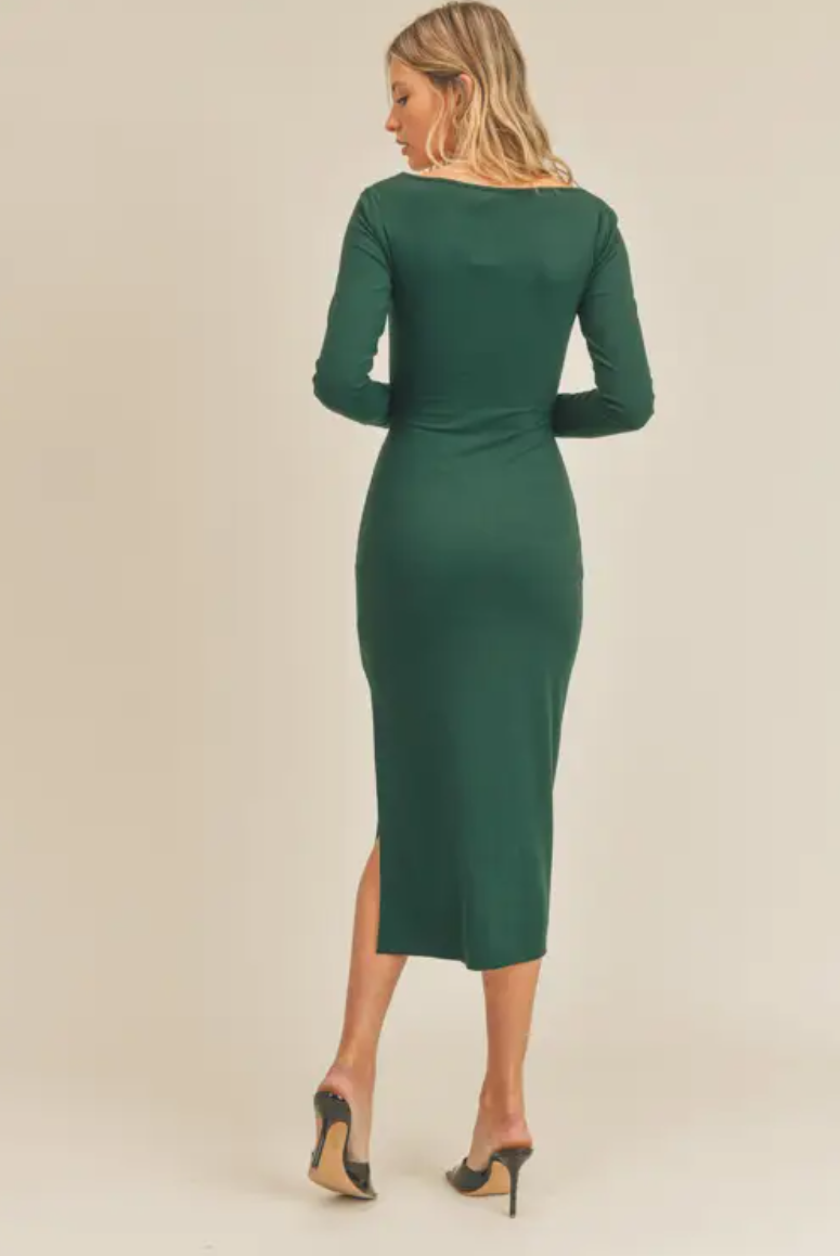 Green Cutout Midi Dress