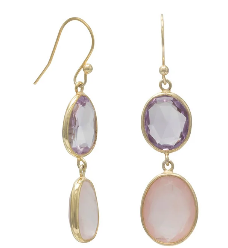 Rose Quartz & Amethyst Earrings