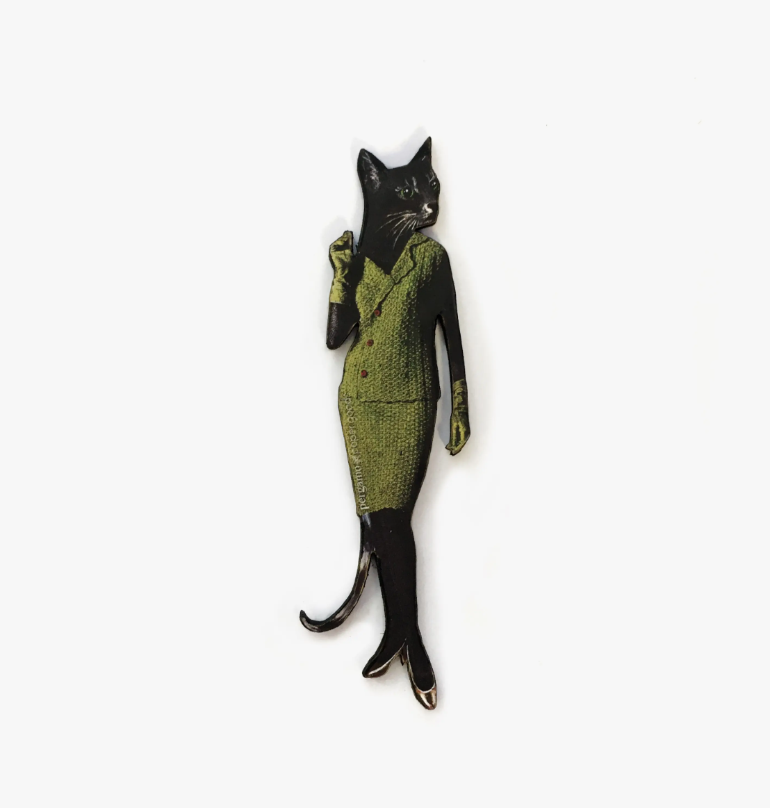 Retro Cat Lady Wood Magnet