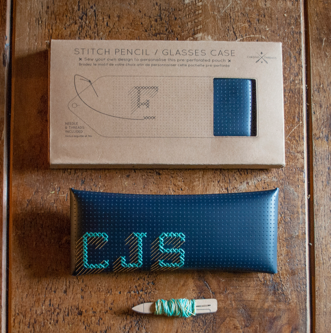 Stitch Glasses / Pencil Case - Navy DIY cross stitch kit – Wyllo