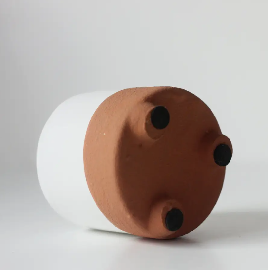 Terracotta and Matte White Minimal Planter