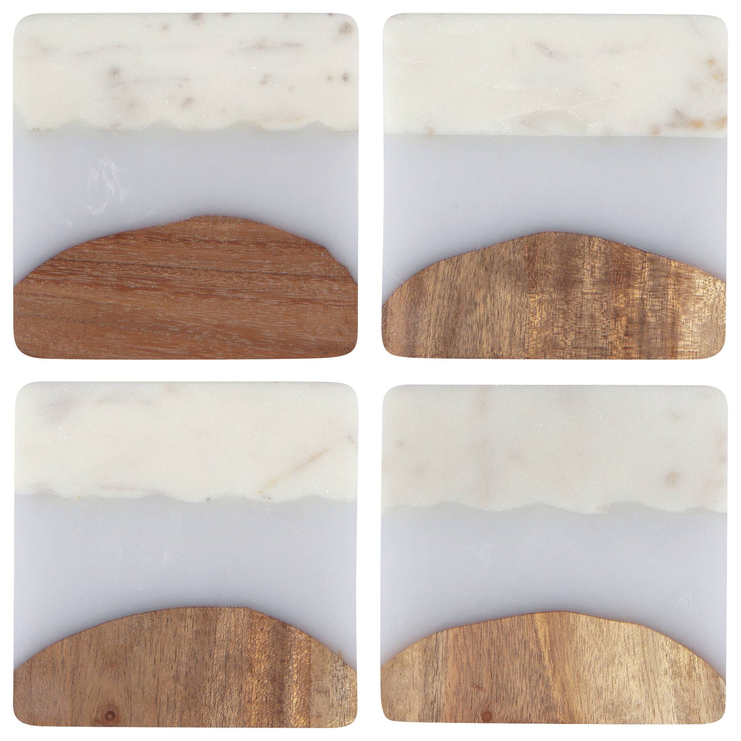 Skyline Ice Marble and Wood Coasters Set of 4