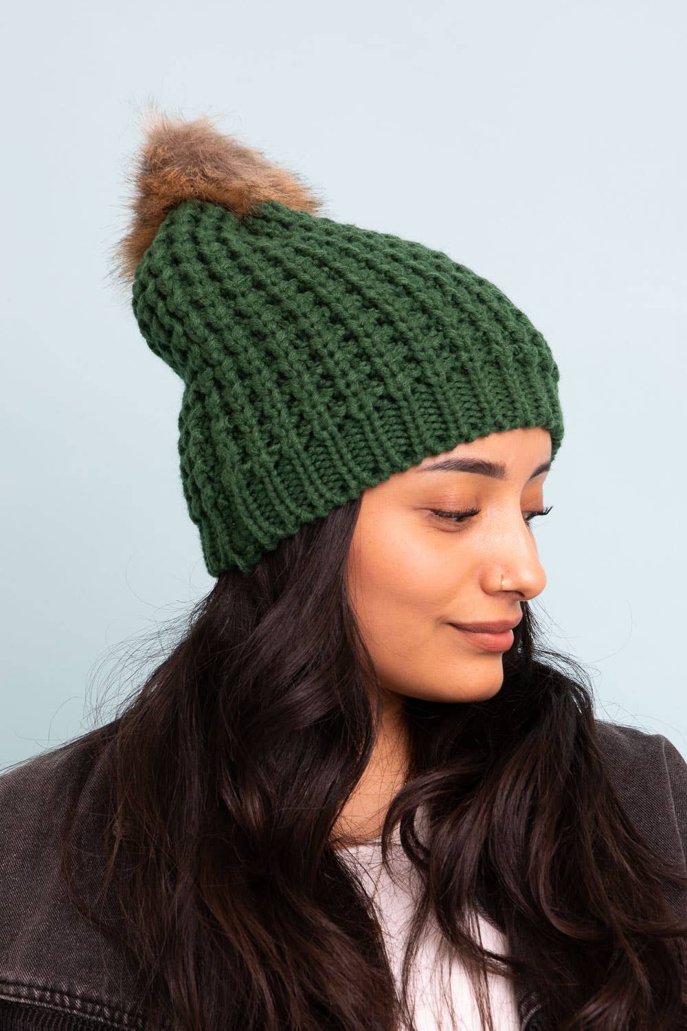 Forest Green Textured Beanie