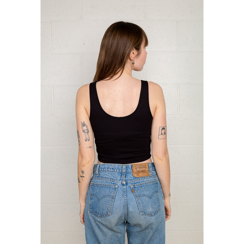 Black Cropped Basic Tank