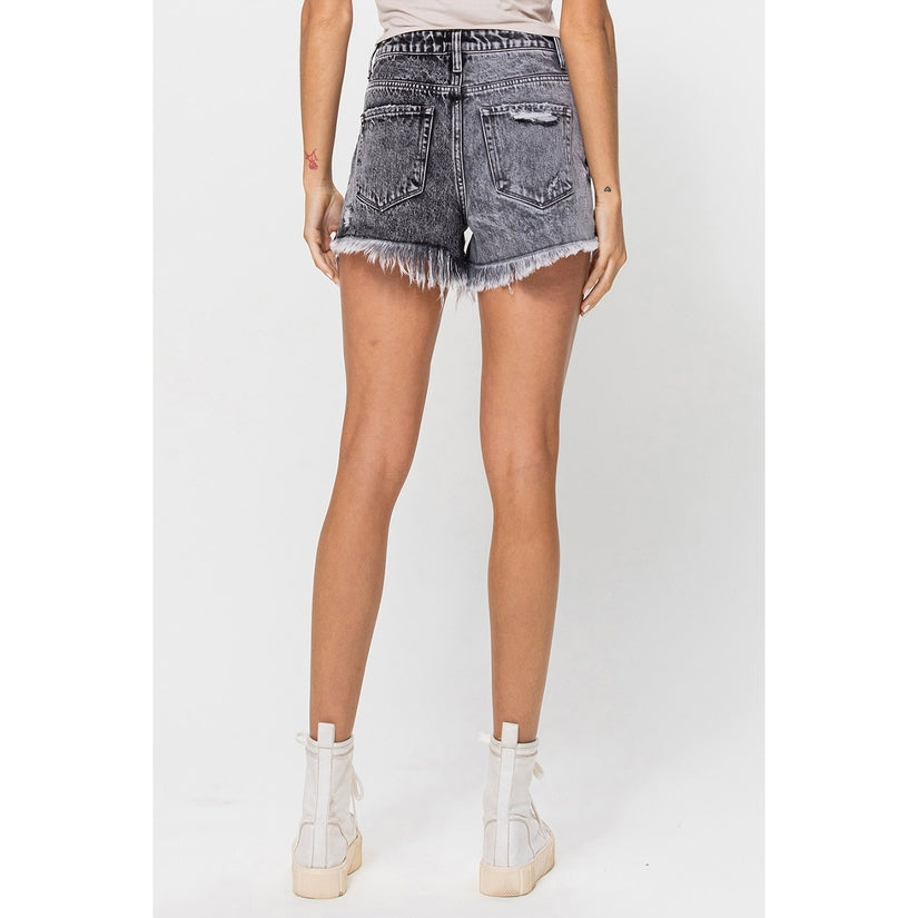 Black Criss Cross Denim Shorts