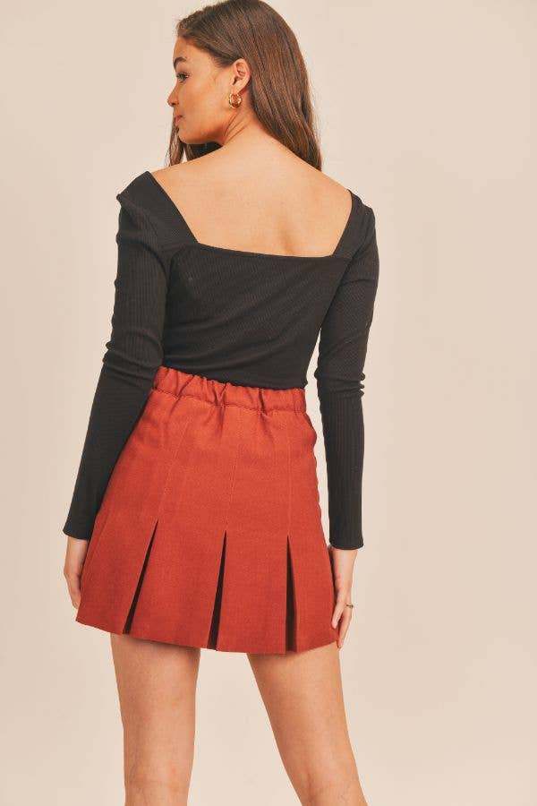 Red Pleated Skirt