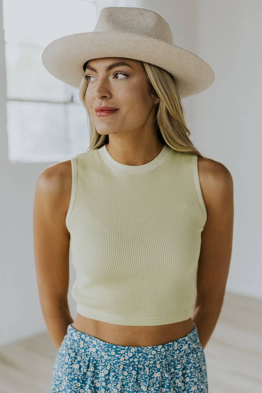 Ribbed Yellow Mock Neck Tank