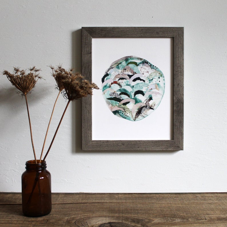 8"x 10" Green Queen Annes Lace Moon Art Print