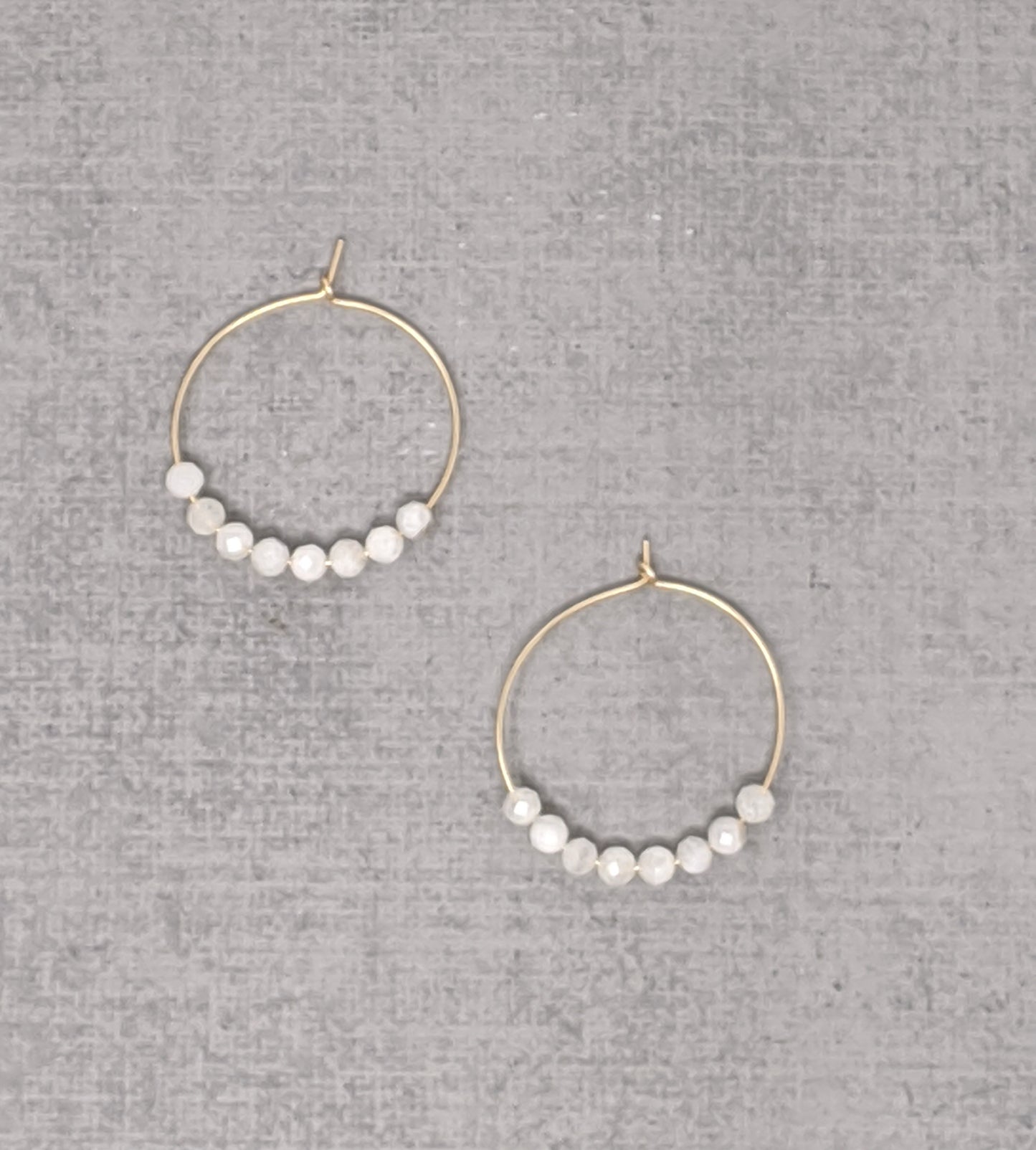 yellow gold fill moonstone hoop earrings