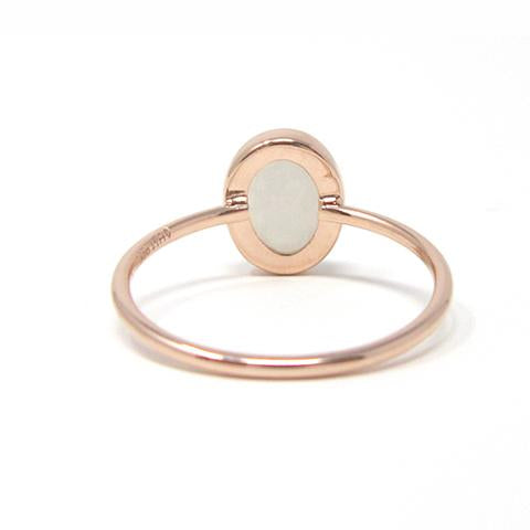 Rose gold oval moonstone ring