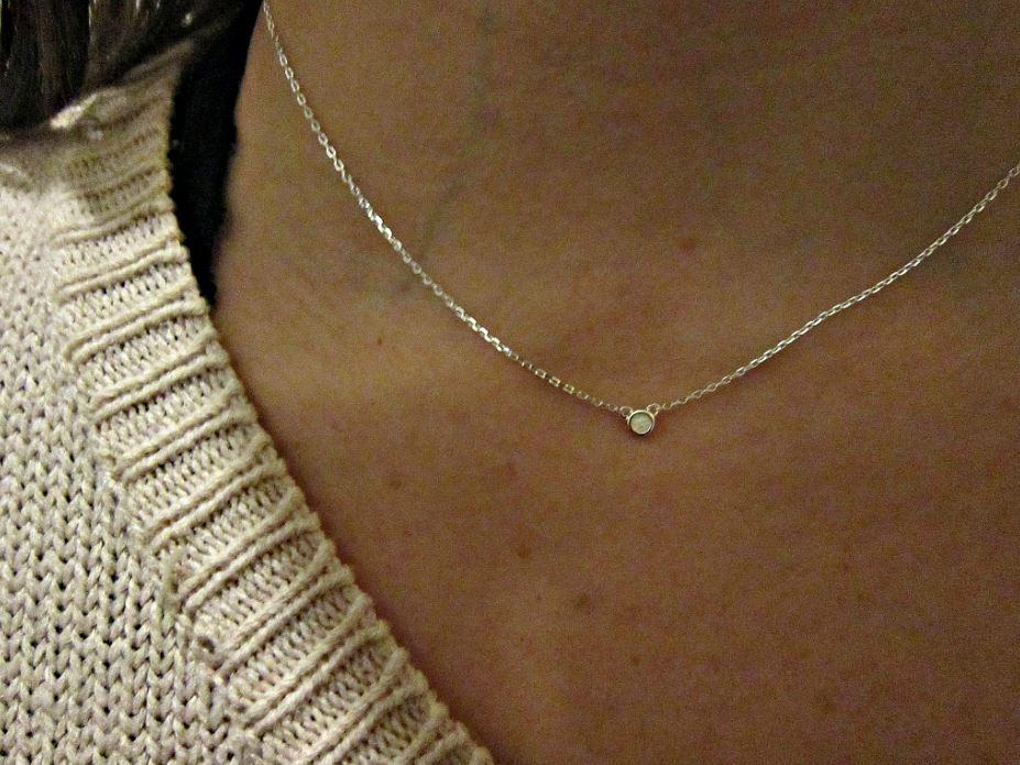 rose gold round opal necklace