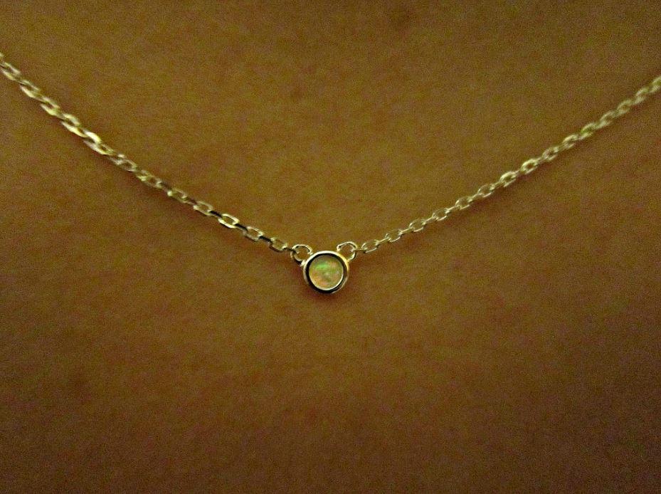 rose gold round opal necklace