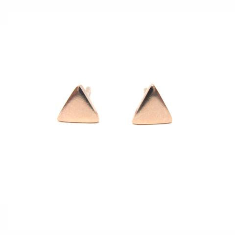 rose gold triangle stud earrings
