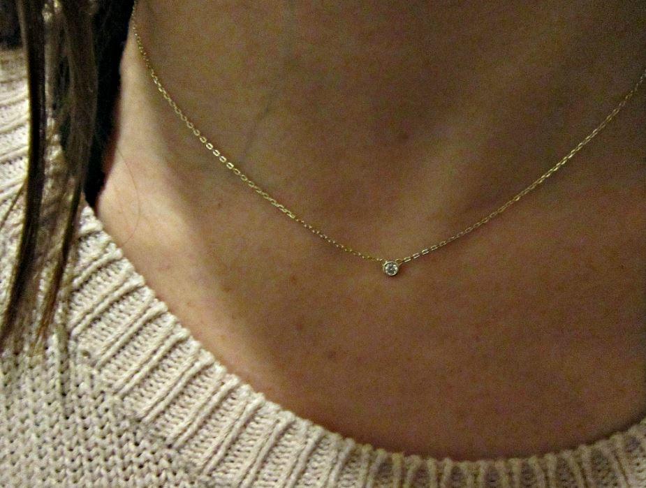 yellow gold cz bezel necklace