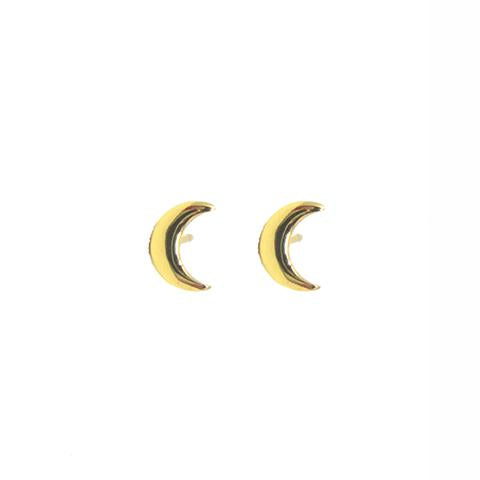 yellow gold moon stud earrings