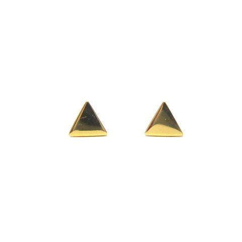 yellow gold triangle stud earrings
