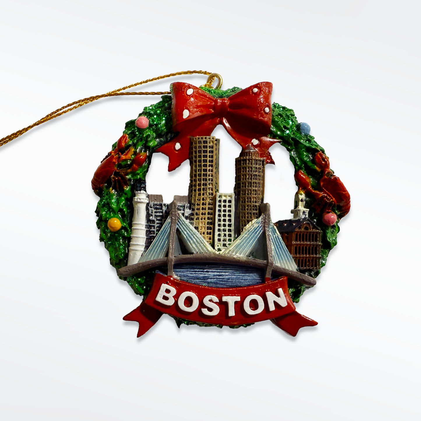 Boston Skyline Wreath Ornament