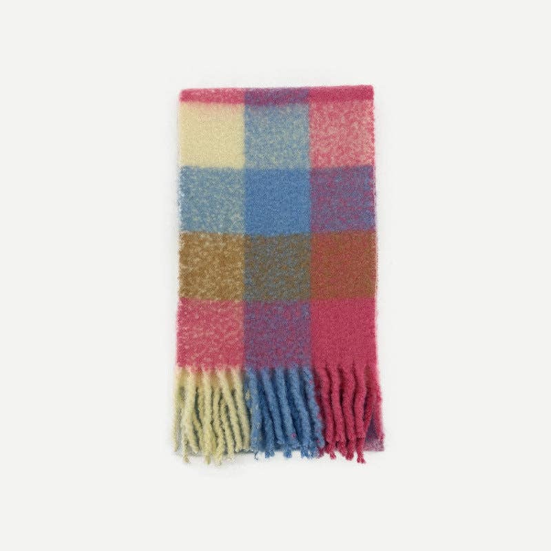 Multi Color Plaid Wool Scarf