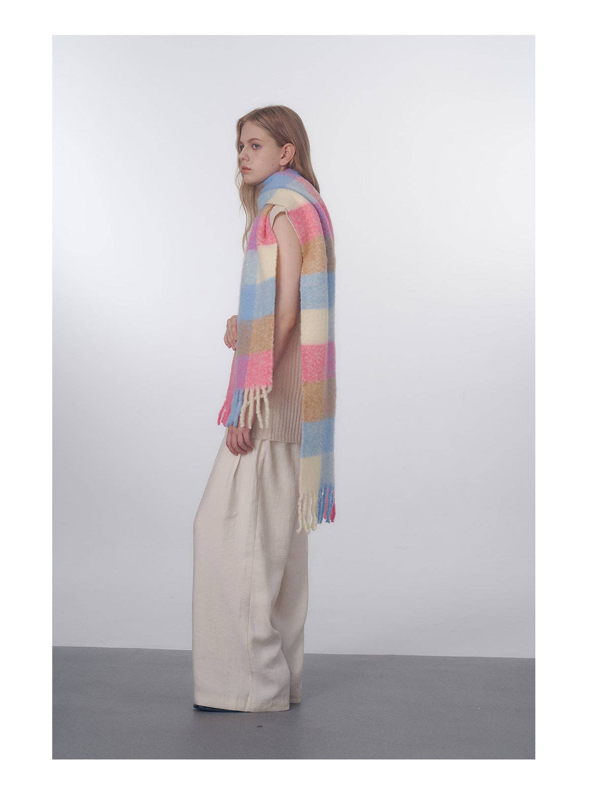 Multi Color Plaid Wool Scarf