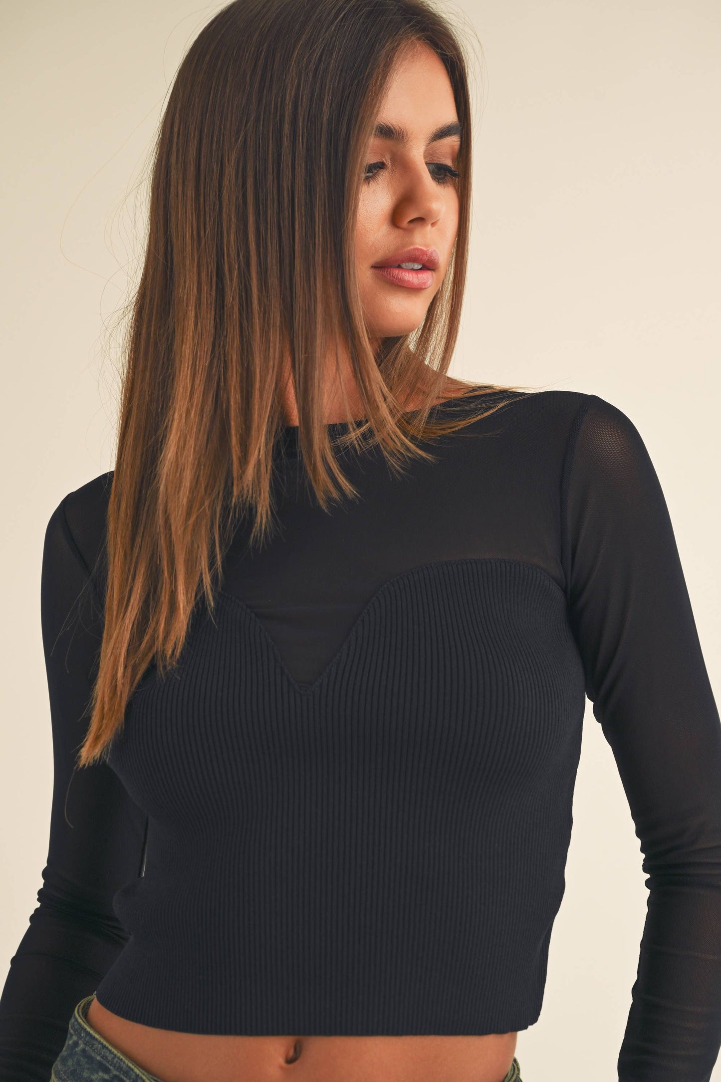 Mesh Bodice Top (Assorted Colors)